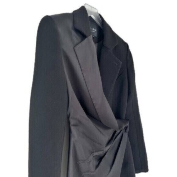 NWOT Nana Jacqueline Elora Blazer Black Gathered Satin Mini Dress Size M - Picture 5 of 13